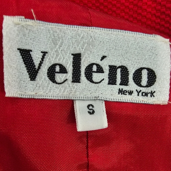 90's Vintage Veleno Dark Red Embellished Single Breasted Long Tailored Blazer - Picture 4 of 7